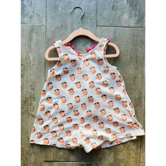 EGG BY SUSAN LAZAR Toddler Girl Printed Kiera Peach Cotton Romper Outfit 3T - Picture 4 of 8